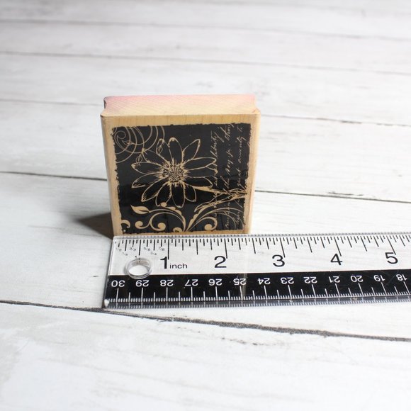 Hampton Art Rubber Stamp Mounted Wooden Block Hot Fudge Studio Flower - Picture 3 of 4